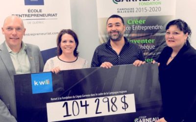 Kiwili fait un don de 100 000 $ pour soutenir l’École d’entrepreneuriat de Québec et annonce un programme de soutien et de formation