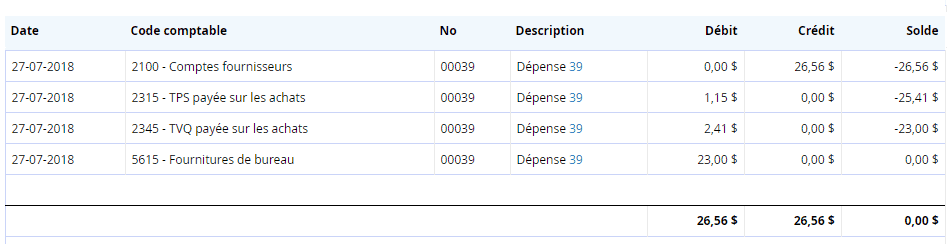 Exemple d’écriture d’un paiement d’une dépense