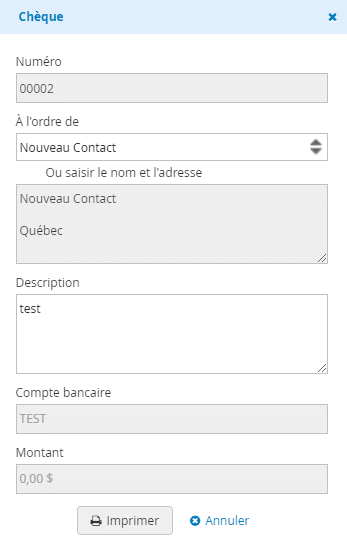 cheque configuration