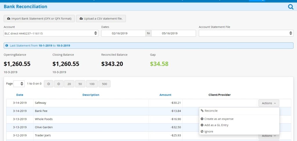 Bank reconciliation example Kiwili