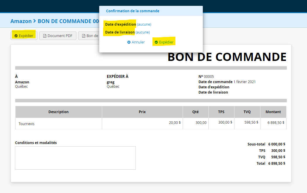 Gestion extranet bon de commande en ligne Kiwili