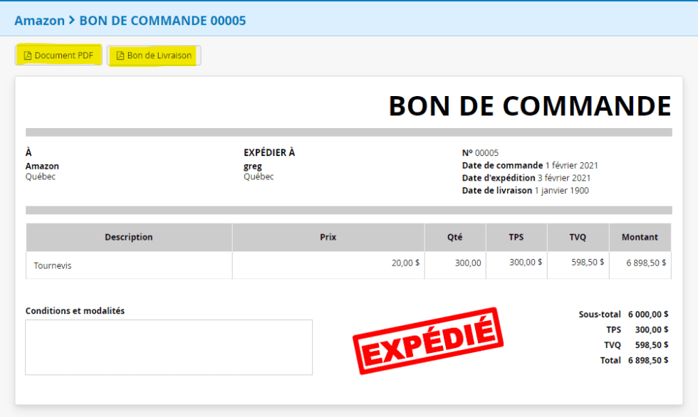 Comment créer un bon de commande fournisseur