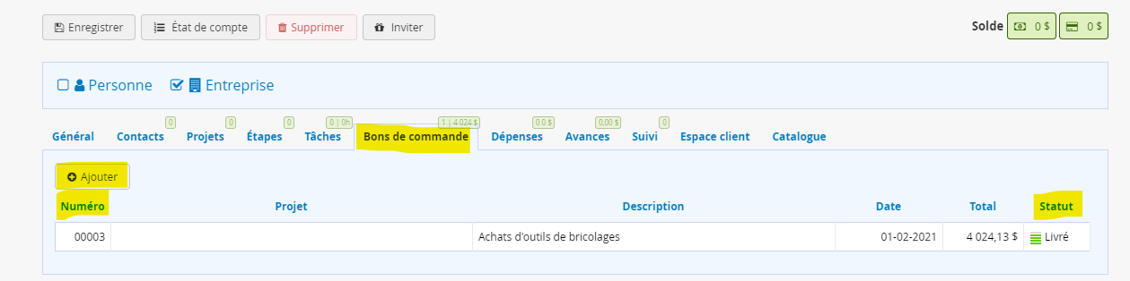 Module d achat en ligne Bon de commande