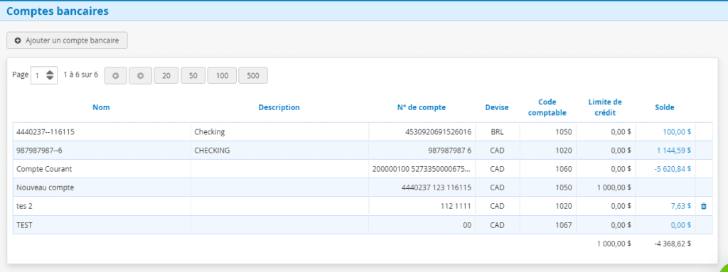 Comptes bancaires Logiciel comptabilite