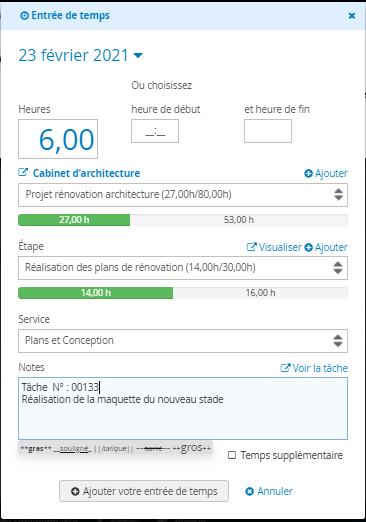 Feuille de temps logiciel Architecture