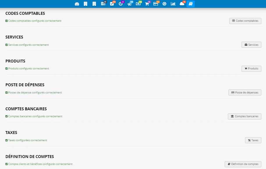 Assistant de configuration du module comptable