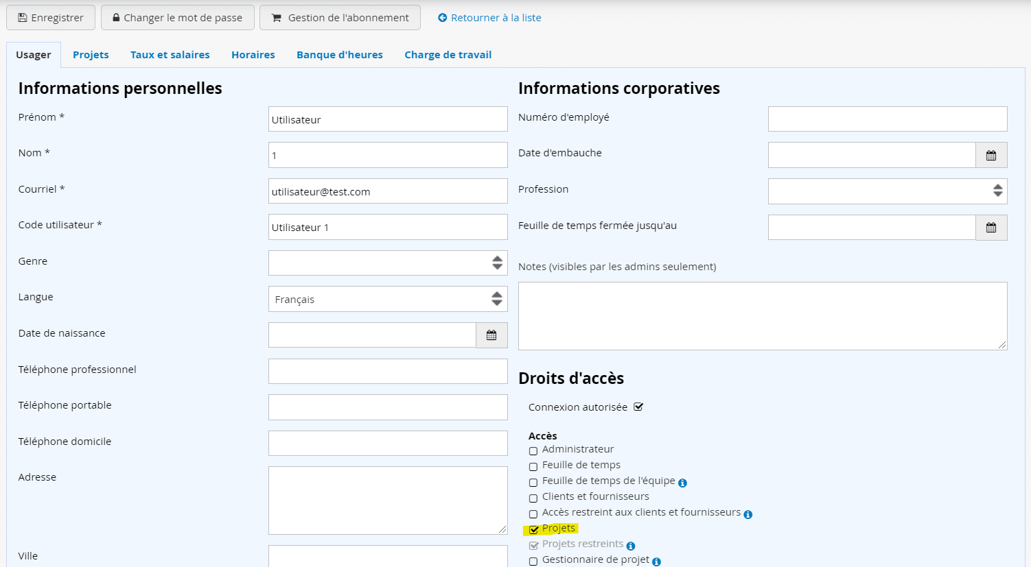 droit d'accès logiciel de facturation - ajouter un accès