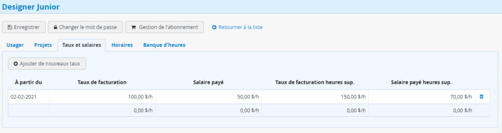 Taux horaire Taux de facturation