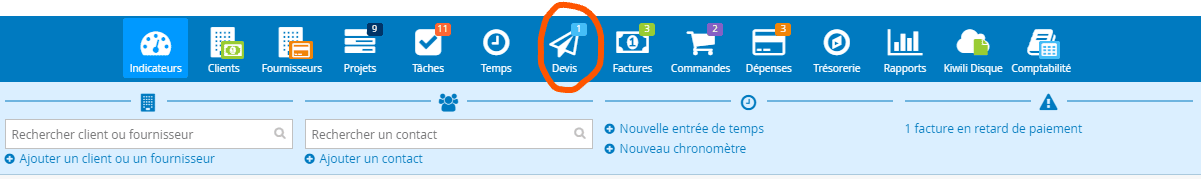 Bon de commande et devis sur le logiciel de gestion Kiwili