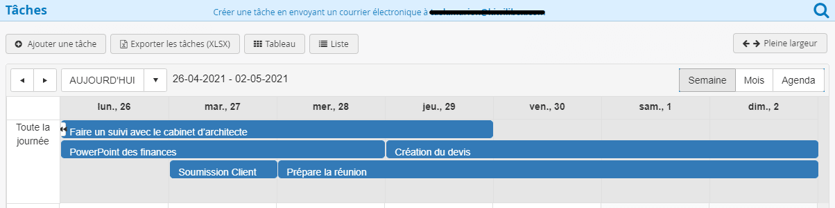 Afficher les tâches en mode calendrier avec Kiwili logiciel de gestion