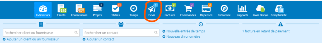 Les devis dans le logiciel en ligne Kiwili