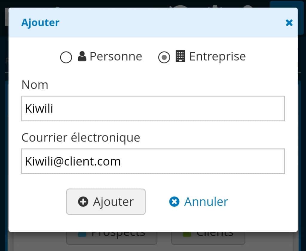 Ajouter un client avec le logiciel de comptabilité Kiwili sur mobile