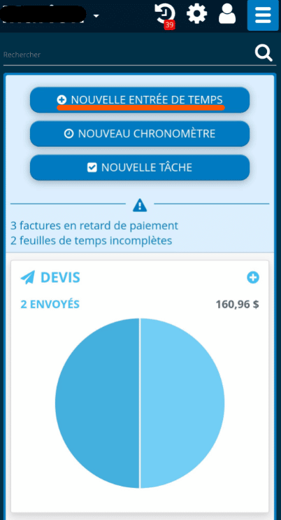 Entrée de temps avec Kiwili logiciel en ligne de gestion