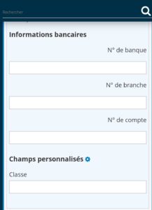 Informations bancaires des contacts sur le CRM Kiwili