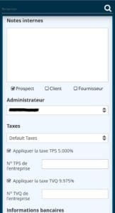 Profil de taxe dans le logiciel de comptabilité en ligne Kiwili