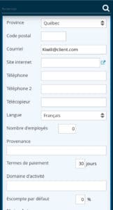 Fiche client sur mobile dans le logiciel de comptabilité Kiwili