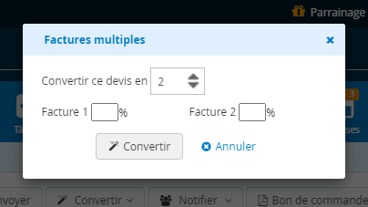 Factures multiples dans Kiwili logiciel de gestion et de comptabilité en ligne