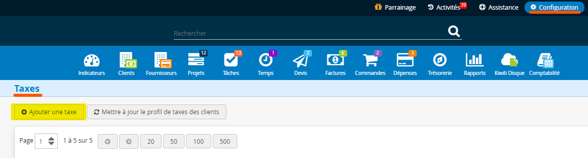 Ajouter une taxe dans le logiciel de facturation Kiwili
