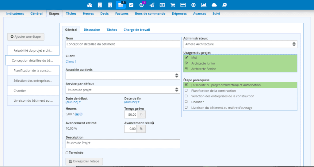 Architectes Logiciel Gestion de Projet - Étapes informations