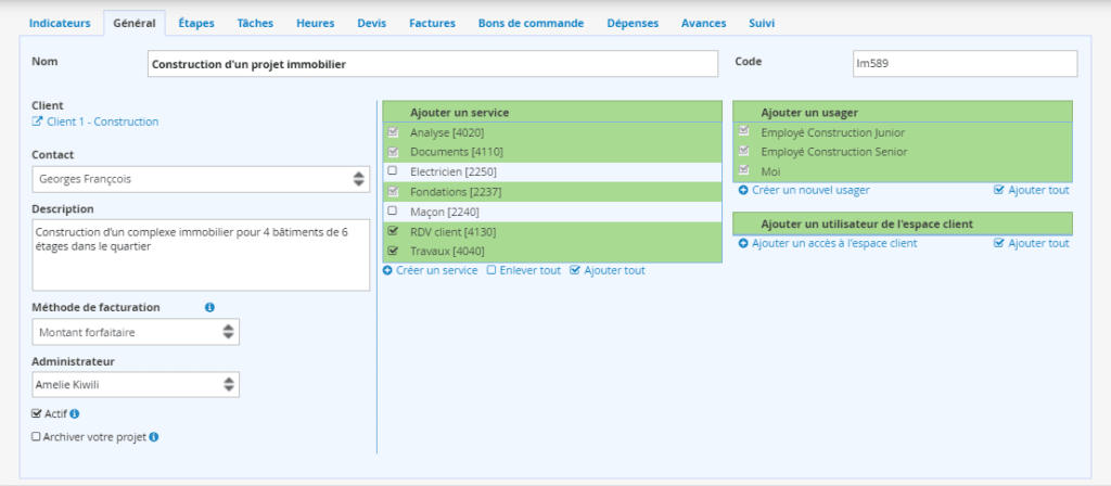 Construction - Logiciel Gestion de projet - General