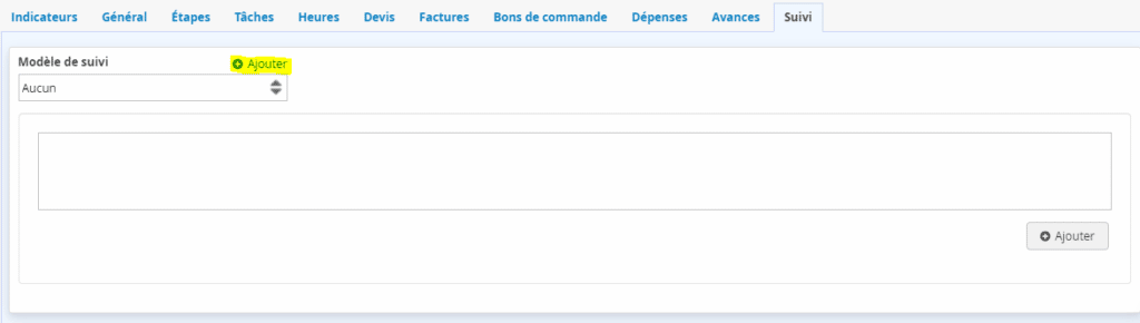 ajouter un modèle de suivi de projet