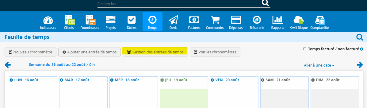 Transférer vos informations dans Kiwili Gestion des entrées de temps