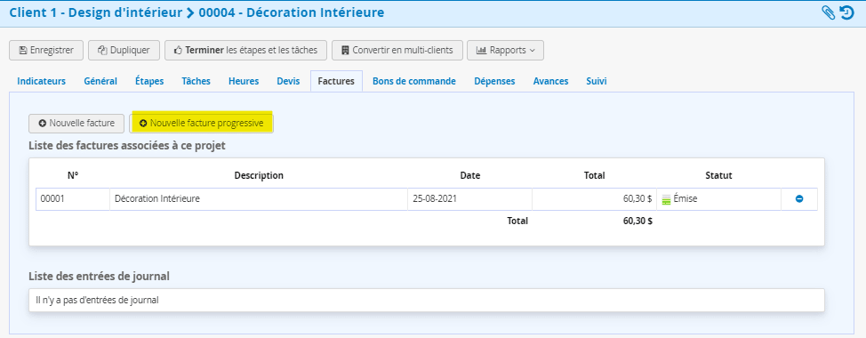 Nouvelle facture progressive logiciel en ligne