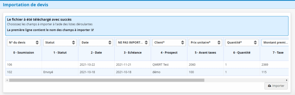 Importation des devis d'Axonaut vers Kiwili