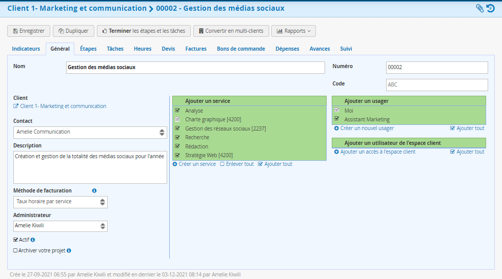 Logiciel Gestion de Projet Marketing PUB - Projet - General