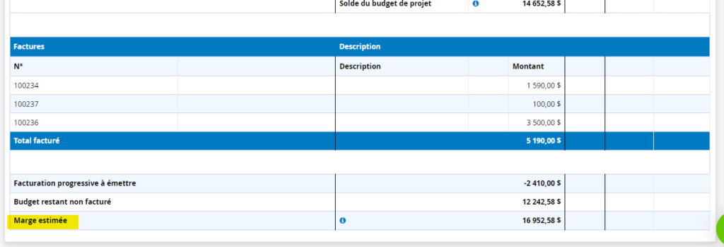 Gestion de projet rapport suivi financier par projet