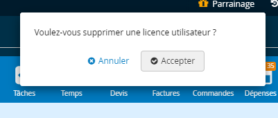 Suppression de licences utilisateur