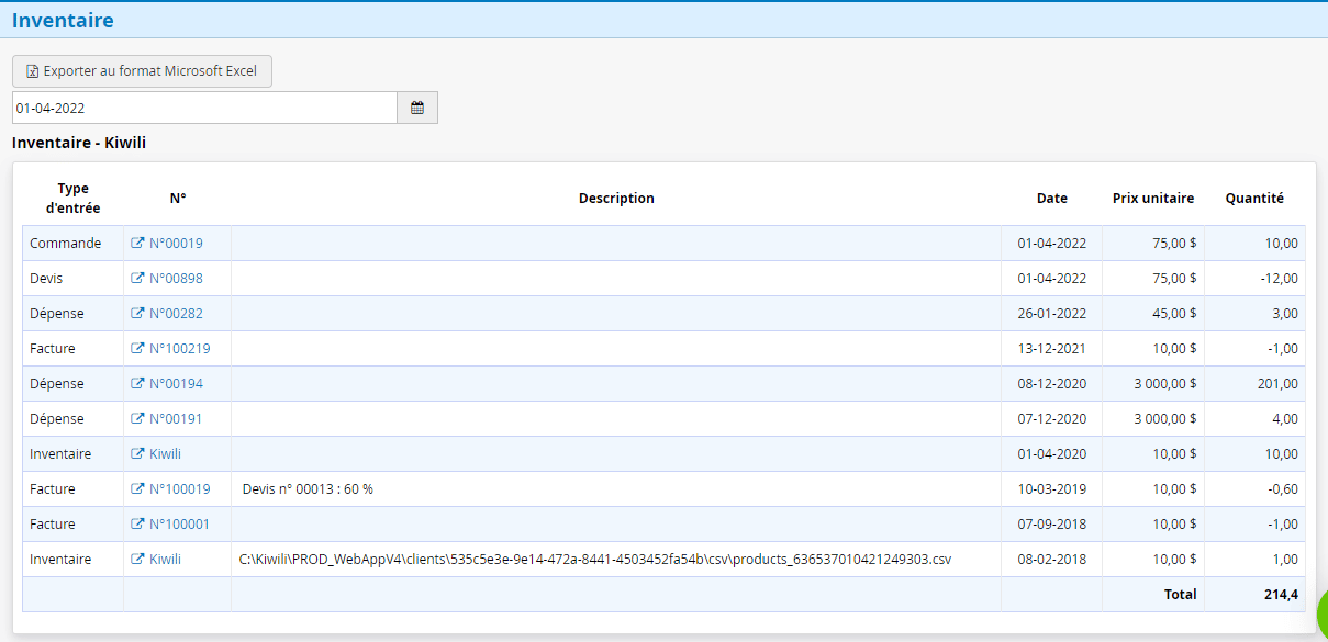 Gestion d'inventaire et stock en ligne