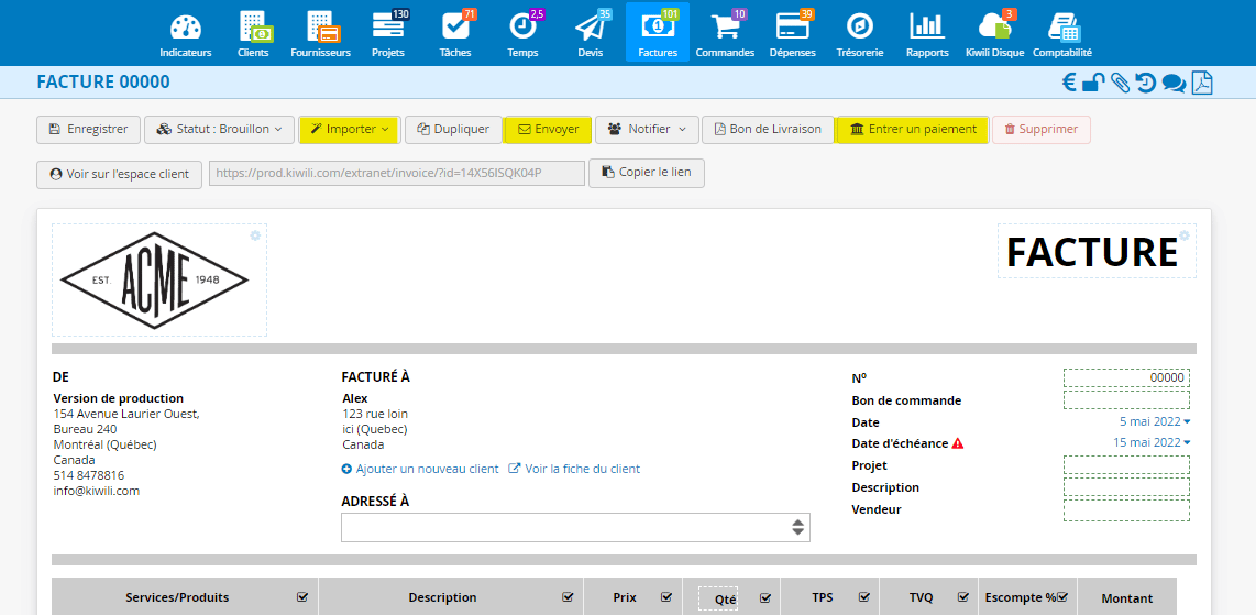 Démarrer avec le logiciel de gestion en ligne Kiwili - Facture