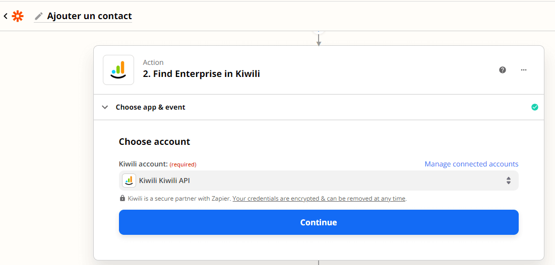 Kiwili et Zapier API - Créer un contact 4