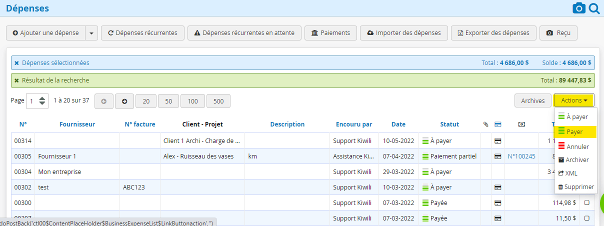 Logiciel gestion de notes de frais - Remboursement - Paiement