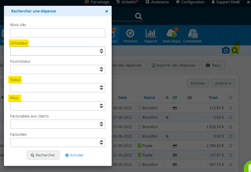 Logiciel gestion de notes de frais pour les responsable validation