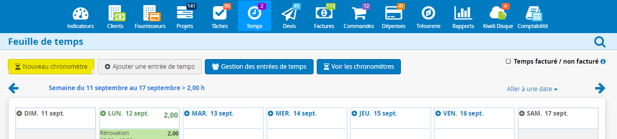 Chronométrez votre temps de travail les entrées de temps en ligne