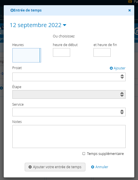 Entrée de temps logiciel de gestion de temps en ligne 2