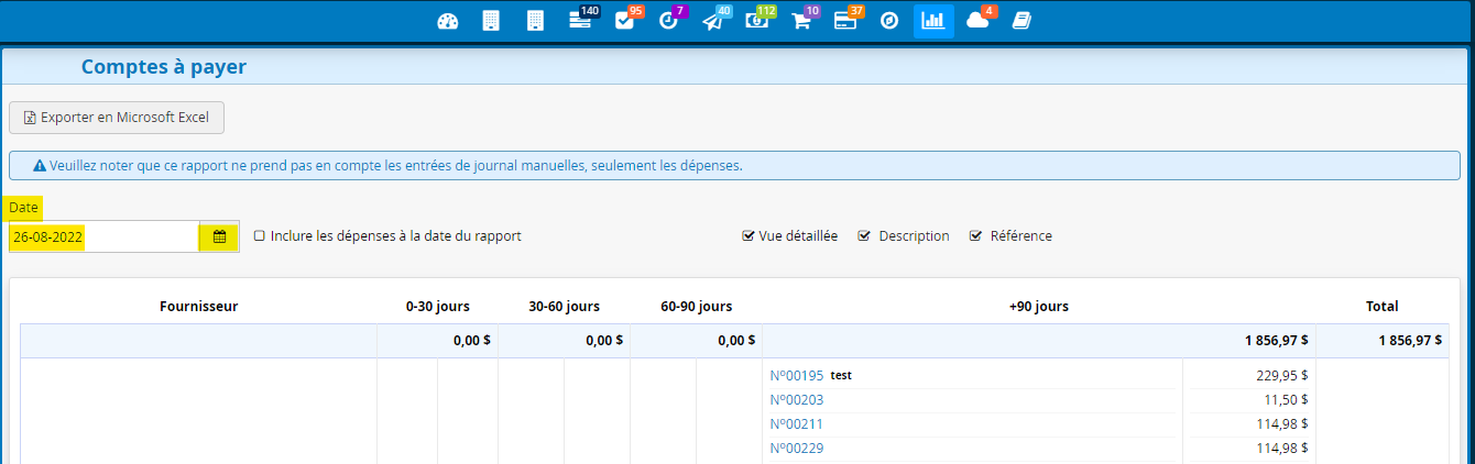 Gestion des comptes a payer en ligne