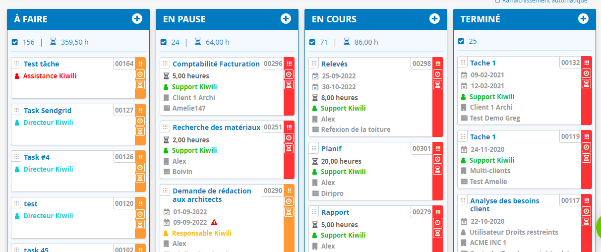 Couleurs par utilisateur gestion des tâches - Tableau