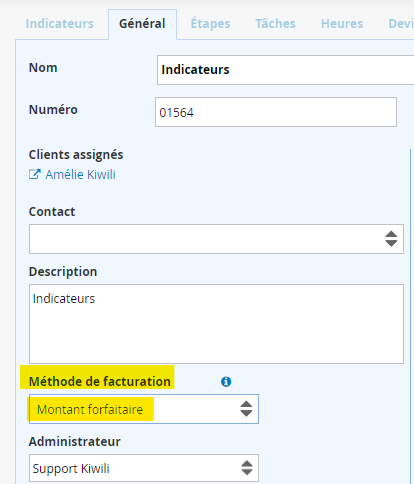 Méthode de facturation montant forfaitaire du projet