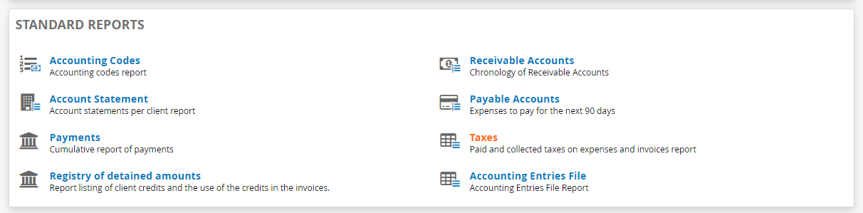 Accounting standard reports