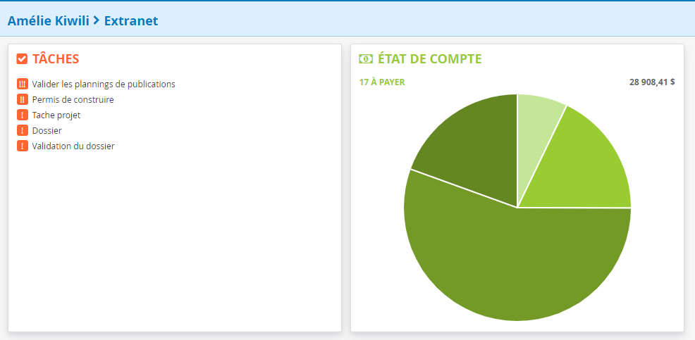 CRM en ligne extranet client suivi projet facture