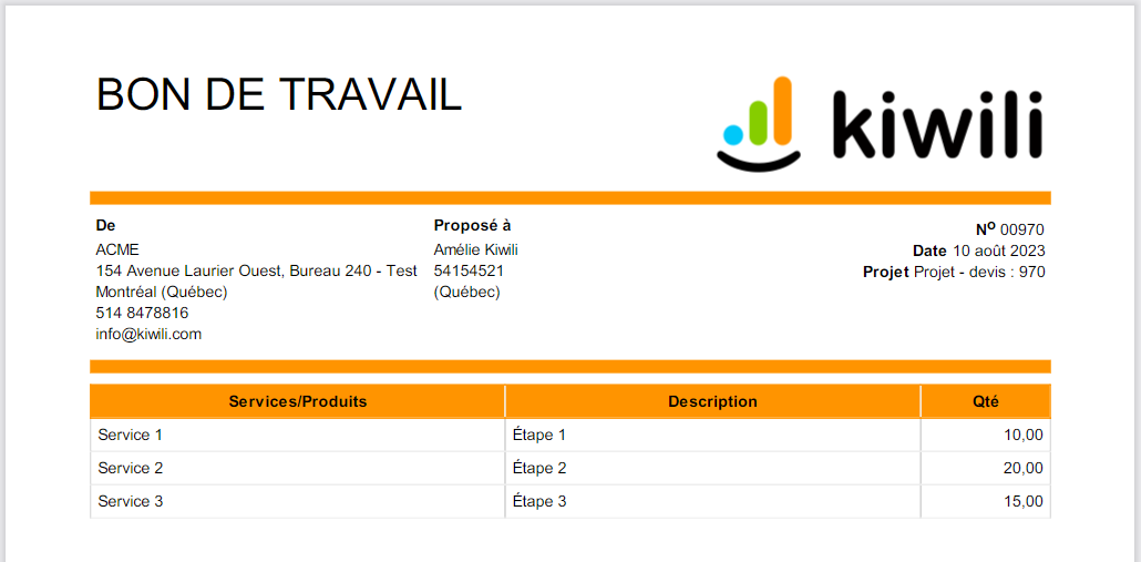 Exemple de bon de travail en ligne