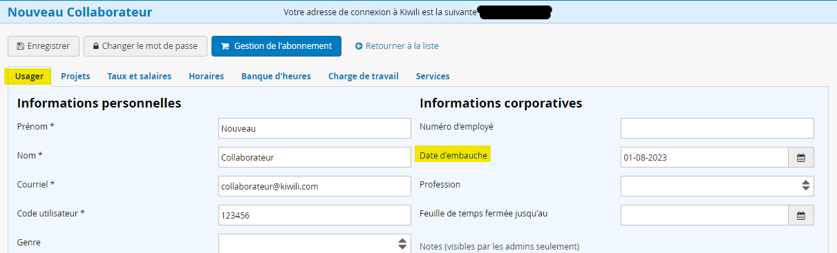 Date d'embauche d'un salarié prise en compte pour le rapport des banques d'heures