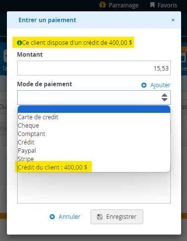 Crédit paiement factures