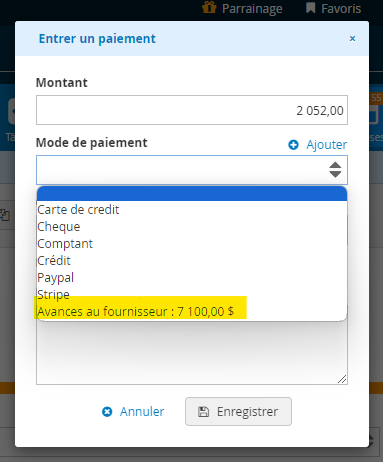 Paiement d'une dépense avec une avance fournisseur