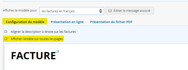 Personnalisation des factures reporter l'en tete sur toutes les pages