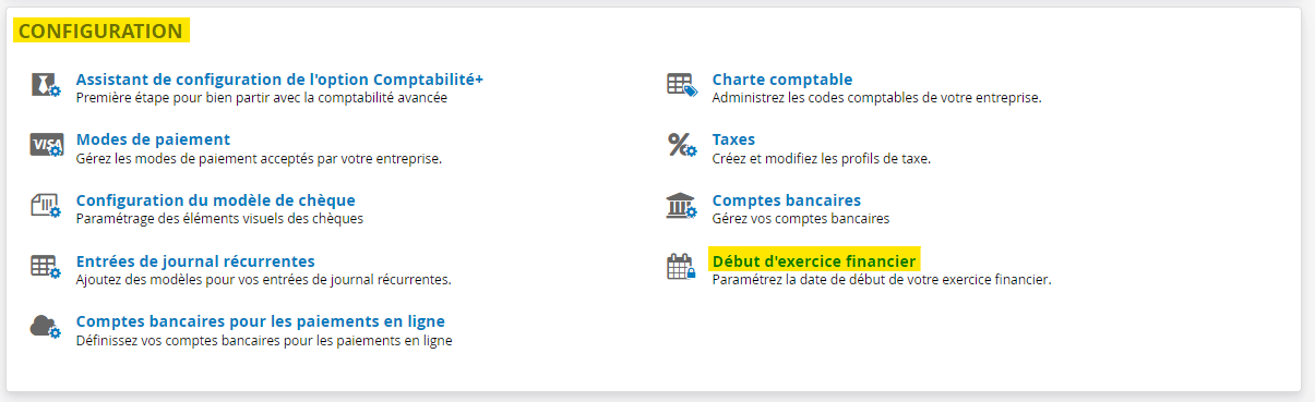 Debut exercice financier logiciel comptable