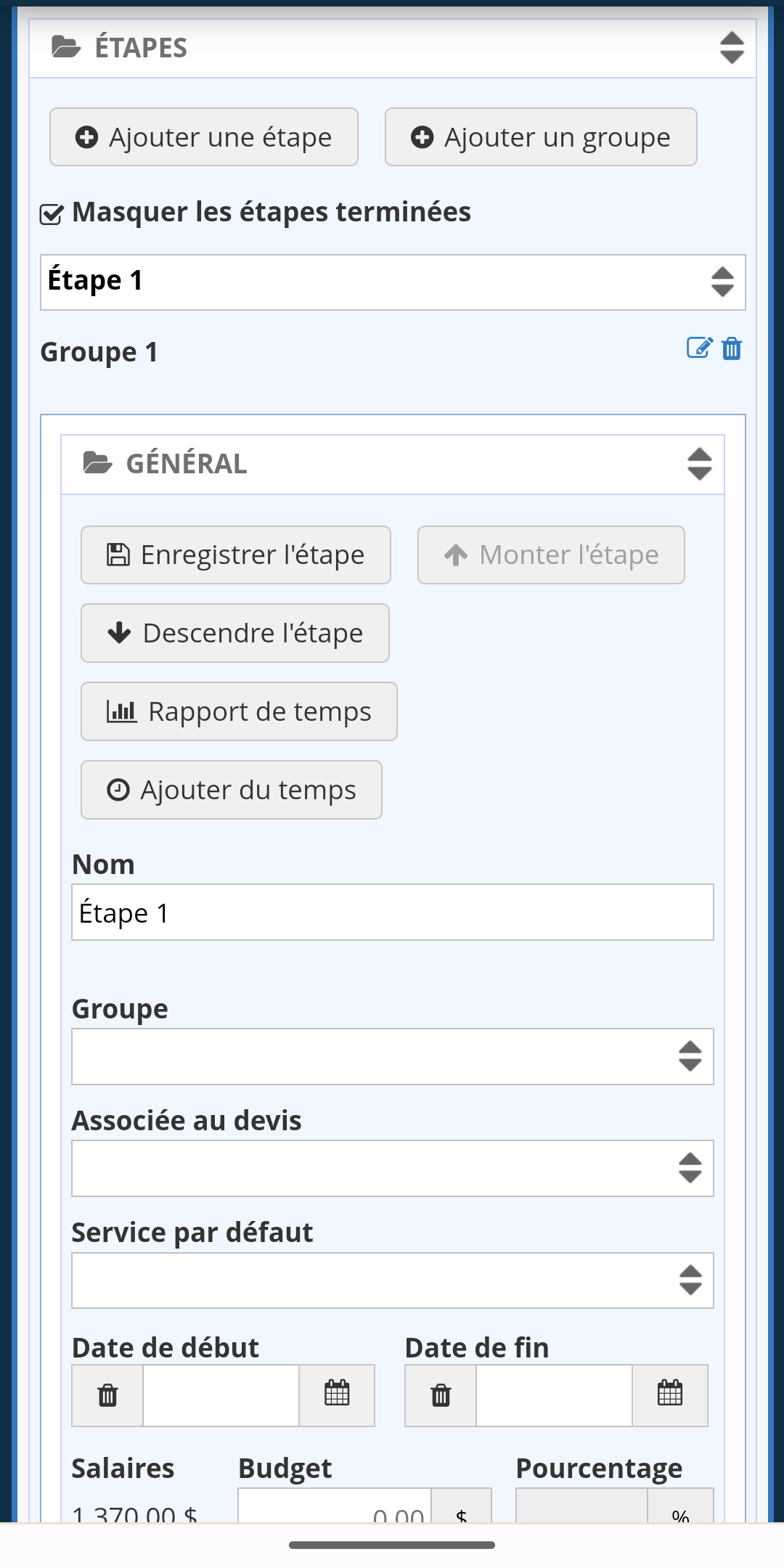 Gestion de projet Entrée de temps application mobile logiciel